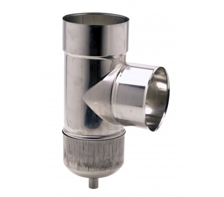 Té tubage 90° + purge inox Ten - Poêle à bois Té tubage 90° + purge inox Ten - Poêle à bois